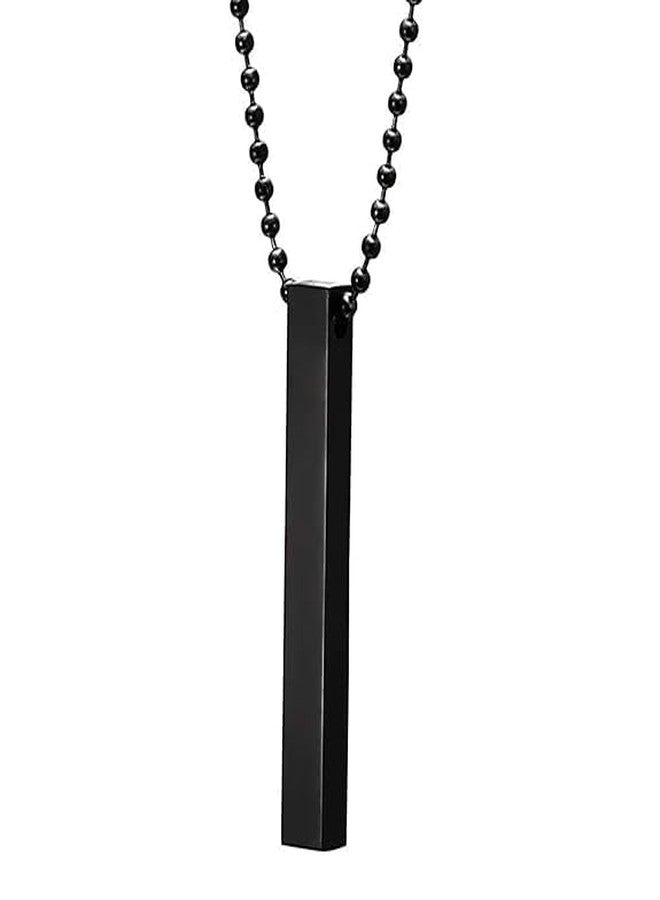 Sukhad Black Bar Pendant Necklace for Men – Stainless Steel Vertical Stick Pendant with Ball Chain – Minimalist Long Bar Necklace for Boys & Men - Image 1