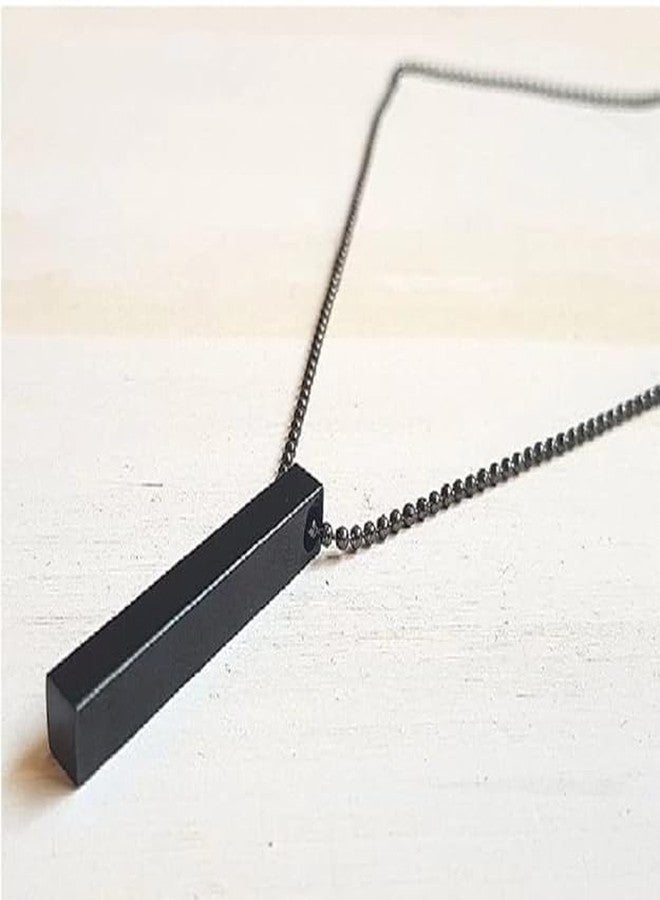 Sukhad Black Bar Pendant Necklace for Men – Stainless Steel Vertical Stick Pendant with Ball Chain – Minimalist Long Bar Necklace for Boys & Men - Image 5