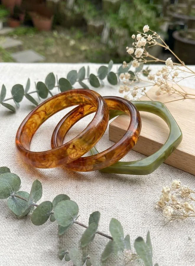 Take Two Multi-Color Resin Bangle Set - Casual Wear (Pack of 3).