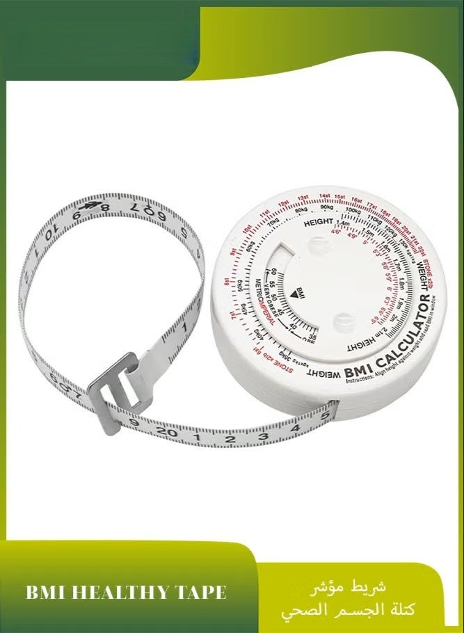 Bmi Measuring Tape, Bmi Wheel Calculator Body Mass Index Calculator, Body Tape Measure for Body Waist Weight Health Accurate Measurement (White) - Image 1