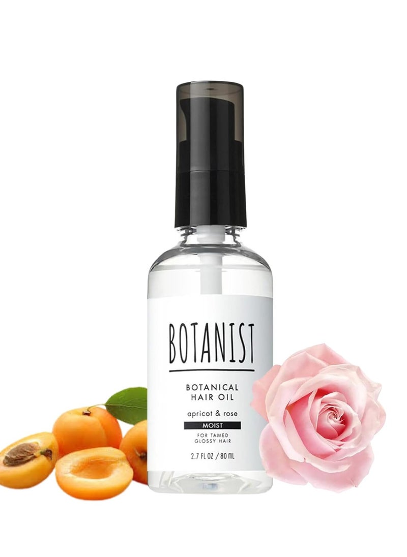 botanist - Botanist Japanese Organic & Natural Hair Oil for Tamed Glossy Hair, Nourishing Hair Care Oil with Pump, Botanical Hair Oil Serum with Essential to Moist the Hair, Apricot & Rose 80 mL/2.7 fl Oz - Image 1
