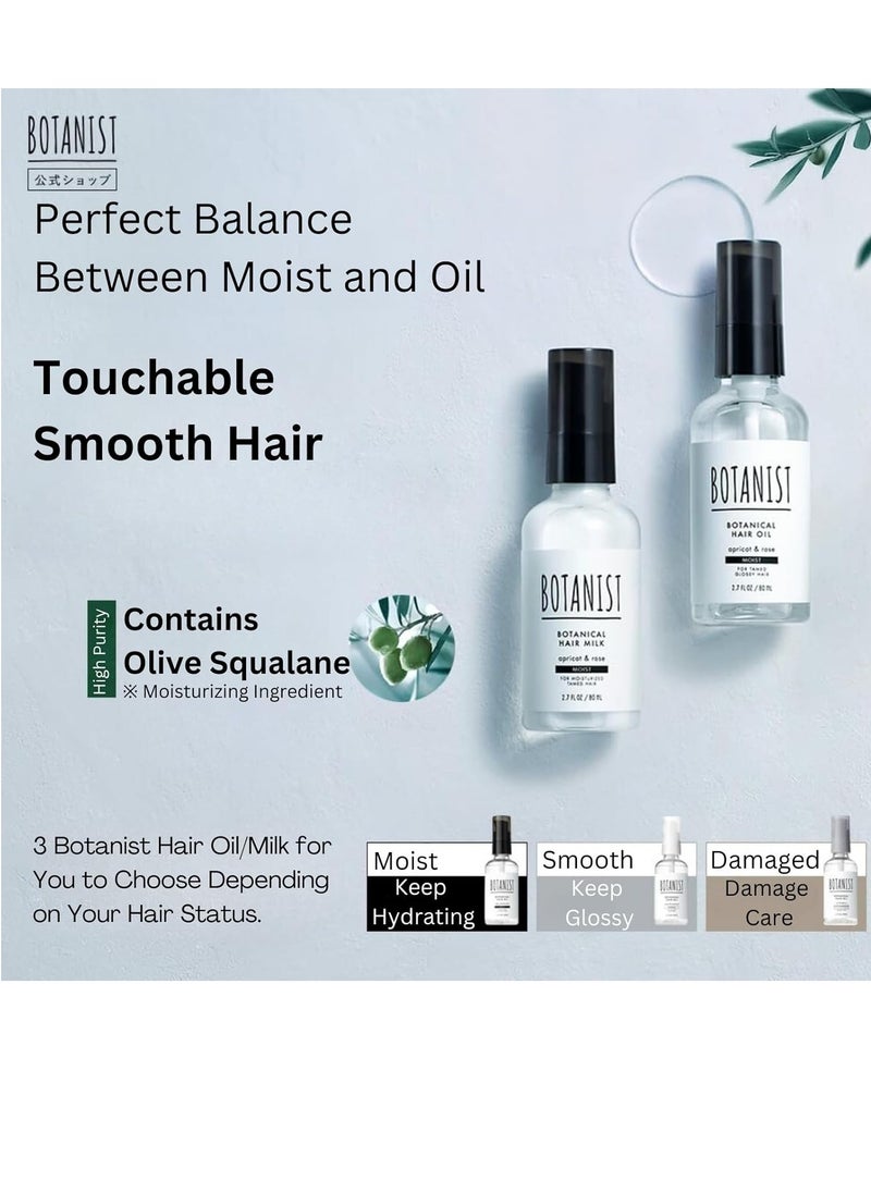 botanist - Botanist Japanese Organic & Natural Hair Oil for Tamed Glossy Hair, Nourishing Hair Care Oil with Pump, Botanical Hair Oil Serum with Essential to Moist the Hair, Apricot & Rose 80 mL/2.7 fl Oz - Image 1