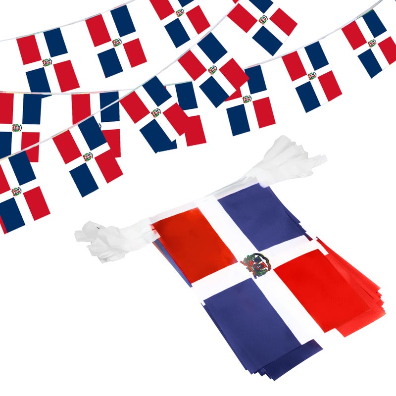Anley Dominican Republic String Flag Pennant Flags Patriotic Events 27th of February Independence Day Decoration Sports Bars 33 Feet 38 Flags - Image 2