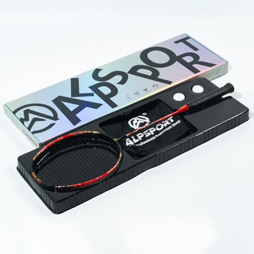 ALPSPORT Peacock 4U G5 68mm 40T Graphite Shaft Max 35LBS T800 Professional Racquet Secondary Molding Full Carbon Fiber Badminton Racket with Gift Box 1 Flannel Bag 2 Grips Tapes Red - Image 1