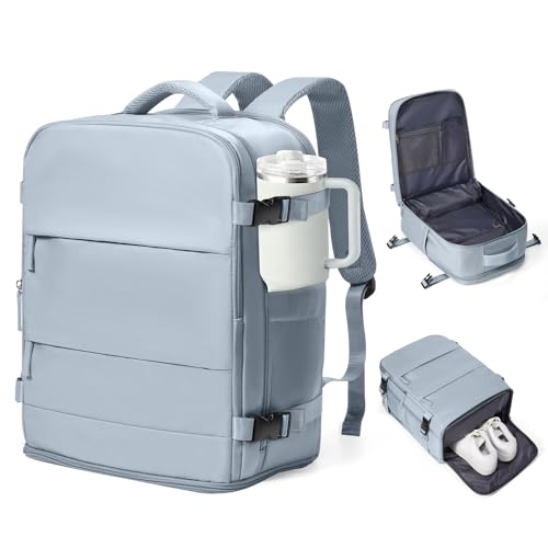 coowoz Travel Backpack Carry On for Women Man Gym Backpacks with Laptop Compartment Mochila de Viaje Teacher Personal Item Backpack Airplane Accessories Must Haves Grey Blue 20L - Image 1