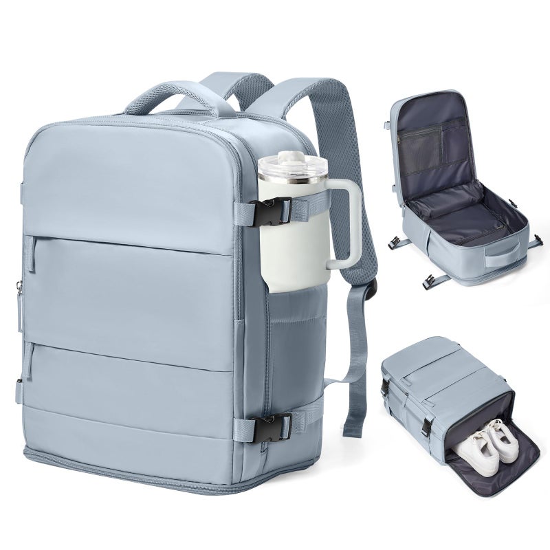 coowoz Travel Backpack Carry On for Women Man Gym Backpacks with Laptop Compartment Mochila de Viaje Teacher Personal Item Backpack Airplane Accessories Must Haves Grey Blue 20L - Image 2
