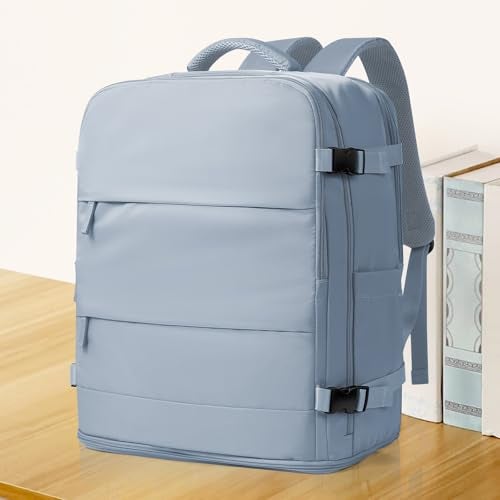 coowoz Travel Backpack Carry On for Women Man Gym Backpacks with Laptop Compartment Mochila de Viaje Teacher Personal Item Backpack Airplane Accessories Must Haves Grey Blue 20L - Image 3