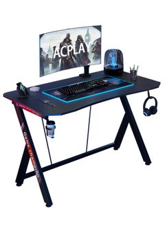 ACPLAY Gaming Desk for Gamers Gift Idea PC Computer Desk Home Office Desk Workstation,Gaming Table with Headphone Hook and Cup Holder 47x23.6x28.3 inch MDF Black  - Image 1