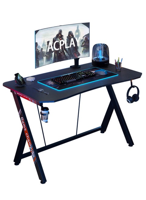 Gaming Desk for Gamers Gift Idea PC Computer Desk Home Office Desk Workstation,Gaming Table with Headphone Hook and Cup Holder 47x23.6x28.3 inch MDF Black