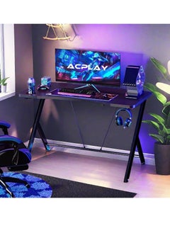 ACPLAY Gaming Desk for Gamers Gift Idea PC Computer Desk Home Office Desk Workstation,Gaming Table with Headphone Hook and Cup Holder 47x23.6x28.3 inch MDF Black  - Image 2
