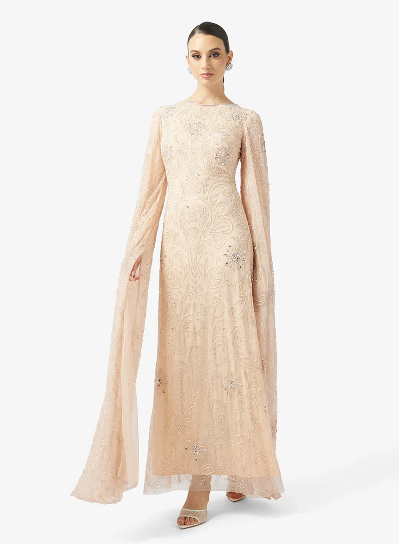 Cape Sleeve Sequin Maxi Dress