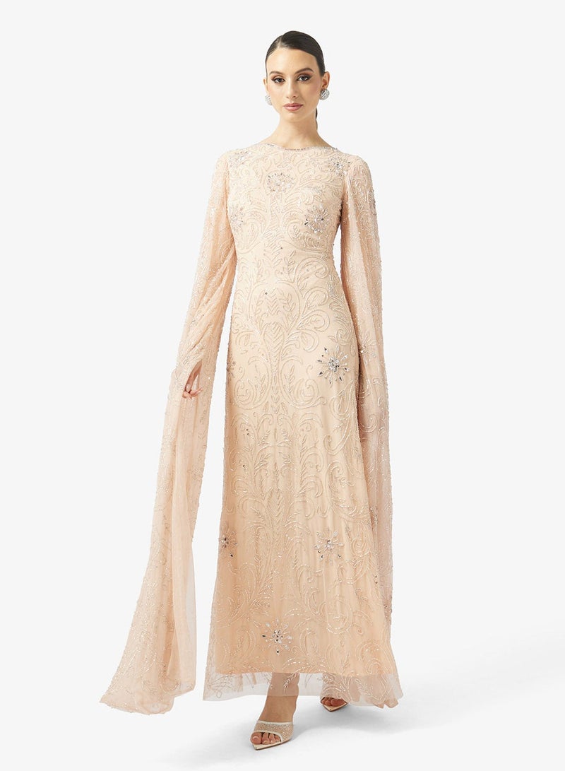 MARYISA Cape Sleeve Sequin Maxi Dress - Image 2