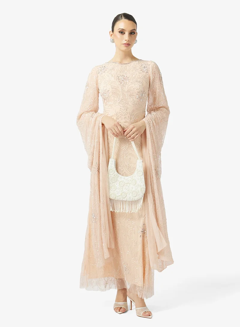 Maryisa  Cape Sleeve Sequin Maxi Dress for Women | Best Price UAE