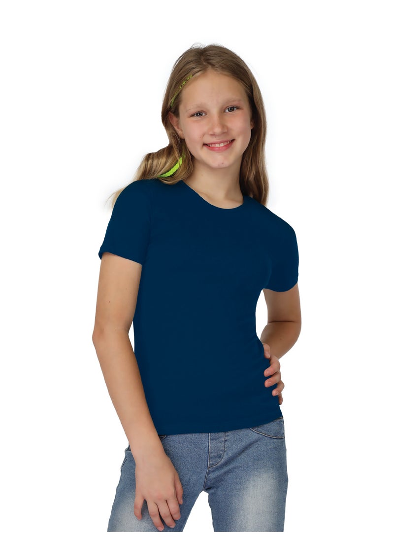 جولد كراون بدي للبنات مريح من القطن نصف كم - كحلى - Image 1