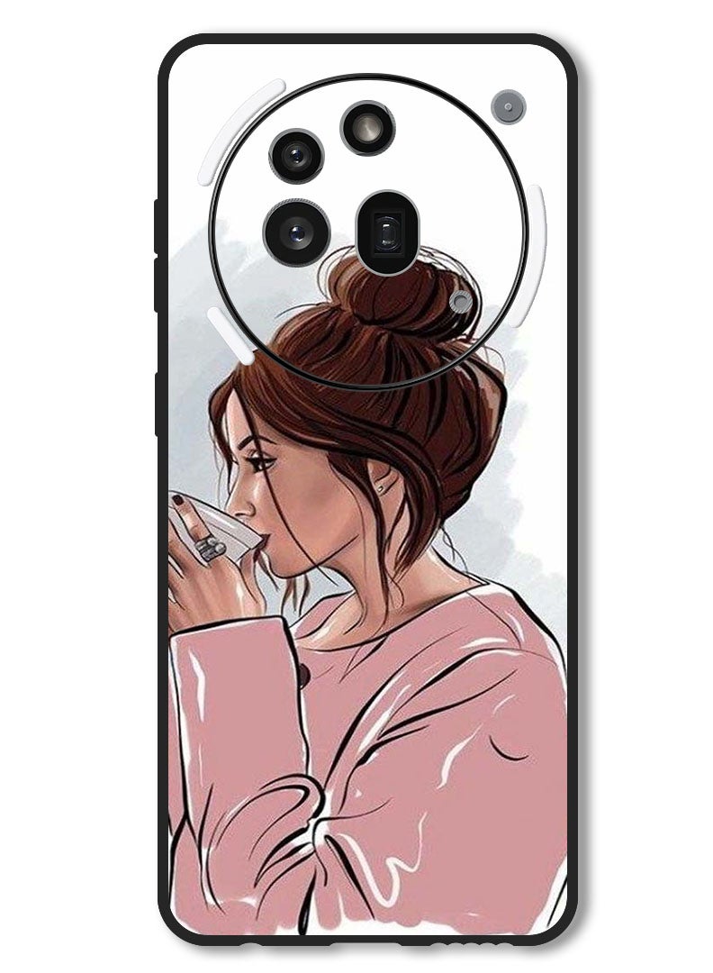 Theodor Case Compatible with Nothing Phone 3a Pro Protection Shockproof Bumper Cover Girl Drinking Coffee 1 - Image 1