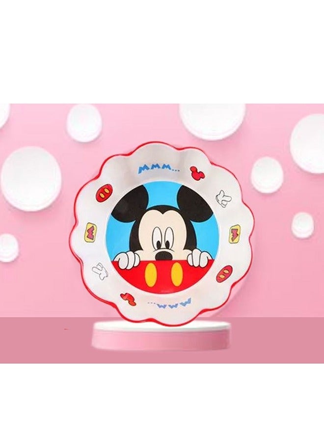 ديزني أوعية تغذية الأطفال بالميلامين، أطباق الطعام، أدوات المائدة المضادة للسقوط مع شخصية كرتونية (ميكي) - Image 4