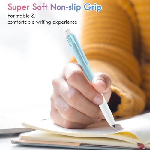 FIOVER Gel Pens, 6 Pack 0.5mm Drift Bottle Retractable Fine Point Smooth Writing Black Ink Pens, Quick Dry No Smear, Aesthetics Cute Office School Supplies Gifts for Women (6PCS Black Ink) - Image 3