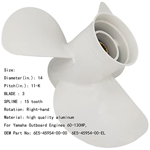 DLNIG 14×11-K Boat Propeller for Yamaha - for Yamaha Outboard Engines 60HP 70HP 75HP 80HP 85HP 90HP 115HP 130HP Replace 6E5-45954-00-00 6E5-45954-00-EL,15 Spline Tooth - Aluminum Outboard Propeller - Image 3
