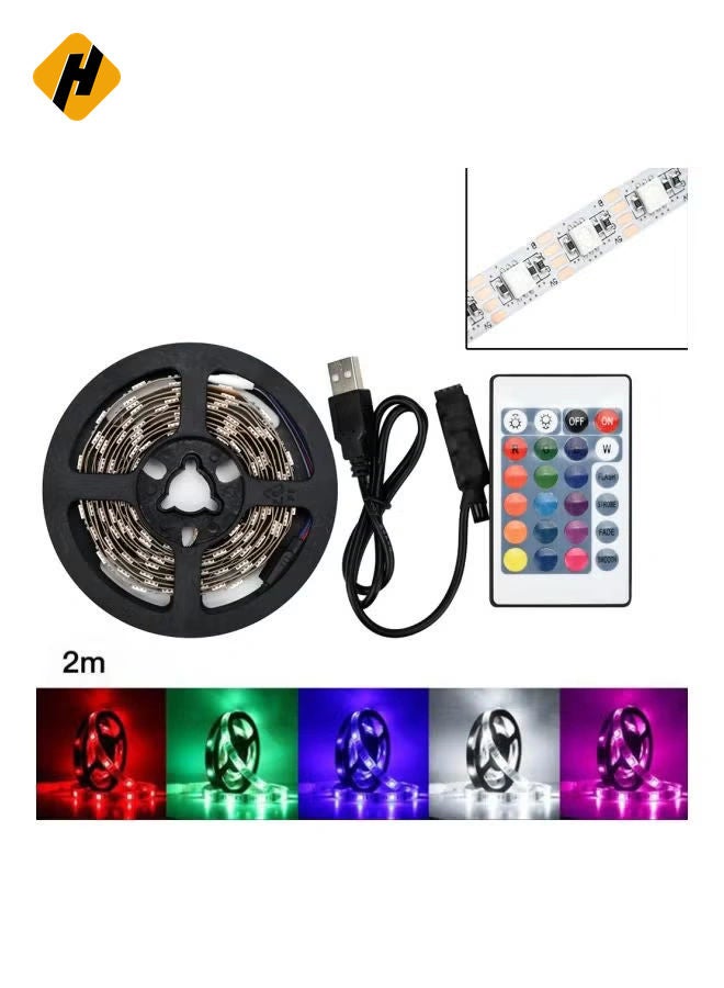 Voberry LED Strip Light With Remote Control And Cable Multicolour 2meter - Image 4