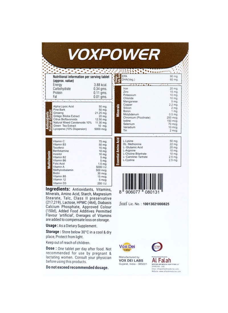 Vox Dei Labs - VOX POWER Multivitamin Tablets - Boost Your Immunity with 45 Essential Nutrients, 30 Tablets Pack | Includes Ginseng, Vitamins, Minerals, and Natural Extracts - Image 1