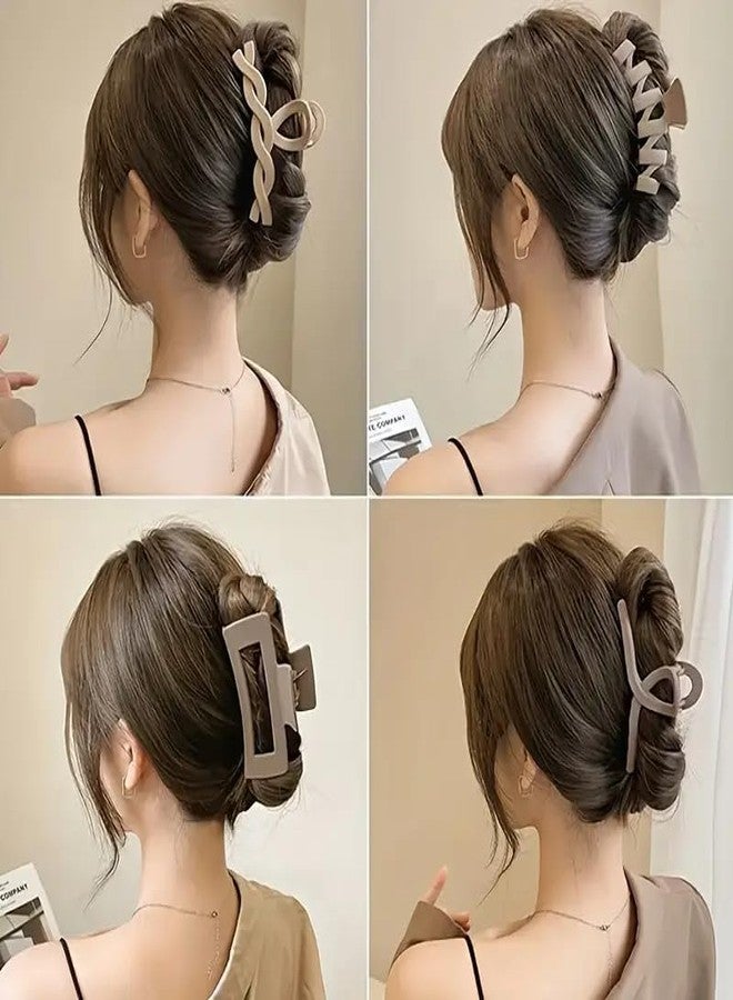 VORSET 4Pcs Large Claw Hair Clips for Women Girls - Strong Hold Matte Hair Claw Clips for Thick Hair, Non-Slip Big Hair Clamps for Updo Hairstyles, Neutral Colors - Image 4