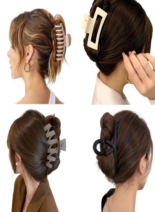 VORSET 4Pcs Large Claw Hair Clips for Women Girls - Strong Hold Matte Hair Claw Clips for Thick Hair, Non-Slip Big Hair Clamps for Updo Hairstyles, Neutral Colors - Image 2