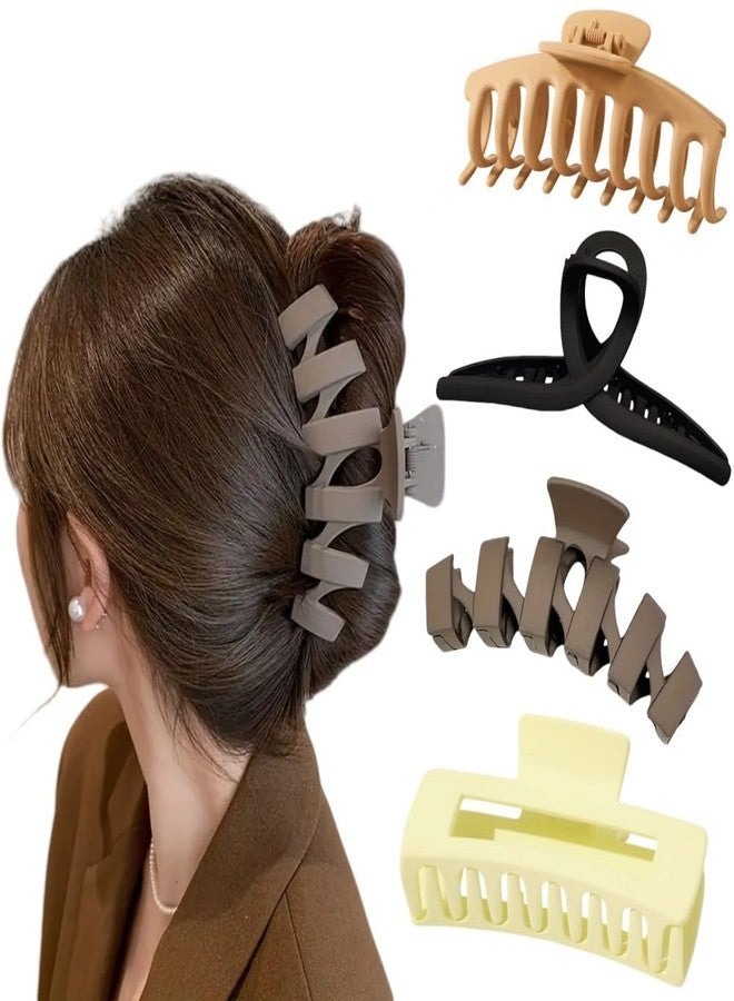 VORSET 4Pcs Large Claw Hair Clips for Women Girls - Strong Hold Matte Hair Claw Clips for Thick Hair, Non-Slip Big Hair Clamps for Updo Hairstyles, Neutral Colors - Image 1
