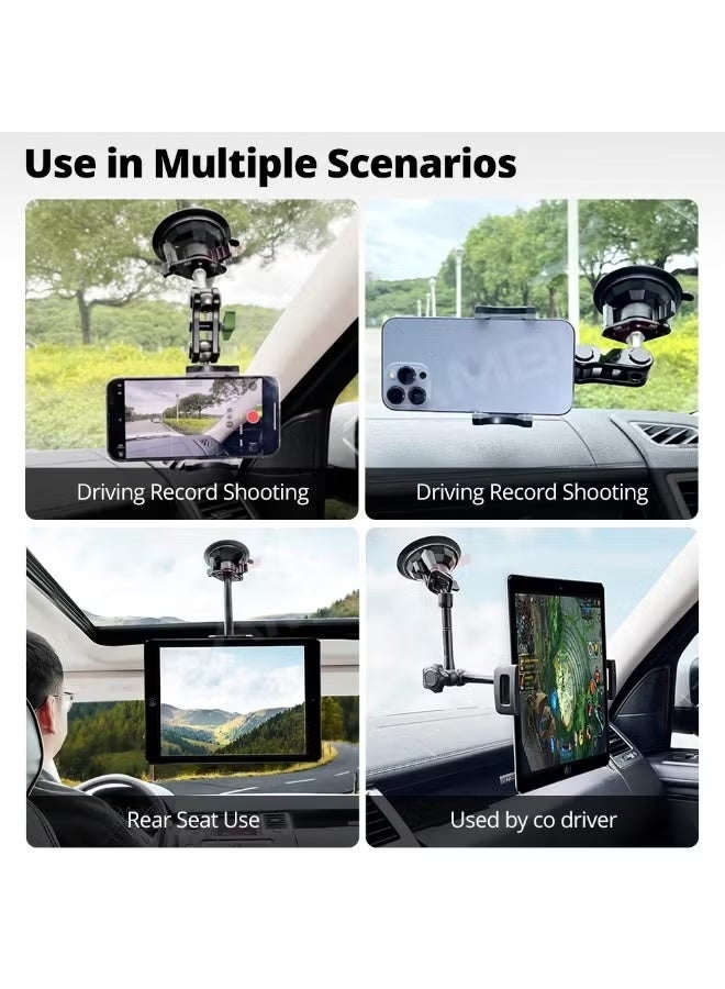 AMBITFUL UBA-01 Universal Car Suction Cup Phone & Tablet Holder, 360° Rotating Flexible Ball Head Arm, Adjustable Dashboard & Windshield Mount Bracket for Smartphones, Tablets & Navigation Devices - Image 4