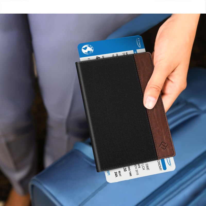 Fintie Fintie Passport Holder, Slim Travel Wallet RFID Blocking Card Case Cover Passport Cover Protector Travel Essentials with Credit Card Slots for Women/Men, Denim Black  - Image 5