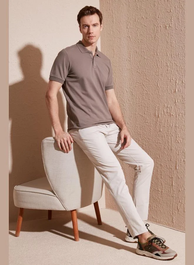 بوراتي تيشيرت بولو قطن رجالي بقصة عادية