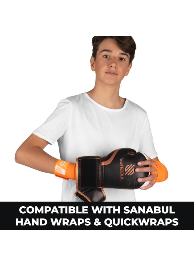 Sanabul  - Essential Gel Boxing Gloves for Men & Women – Pro-Tested Kickboxing, MMA, Muay Thai & Heavy Bag Training Gloves – Shock-Absorbing Gel Padding – Black/Copper - Image 1
