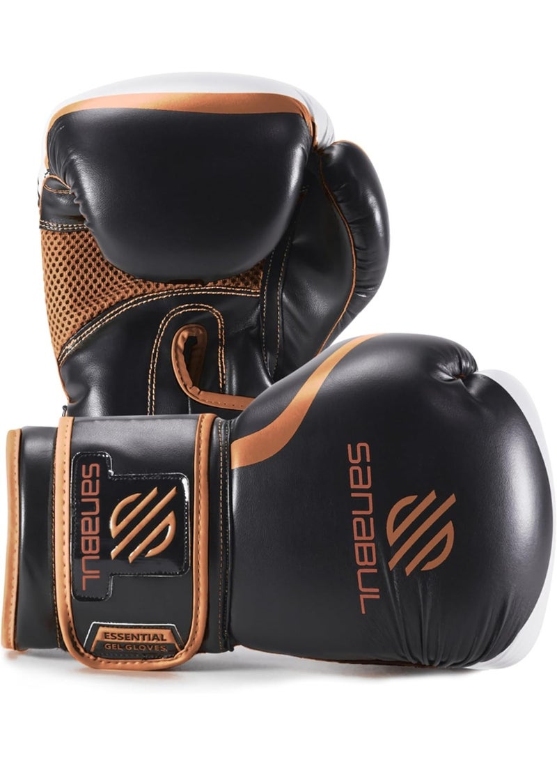 Sanabul  - Essential Gel Boxing Gloves for Men & Women – Pro-Tested Kickboxing, MMA, Muay Thai & Heavy Bag Training Gloves – Shock-Absorbing Gel Padding – Black/Copper - Image 1
