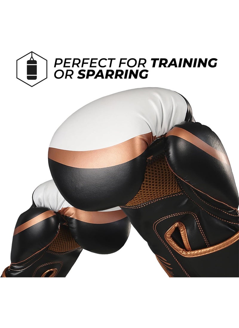 Sanabul  - Essential Gel Boxing Gloves for Men & Women – Pro-Tested Kickboxing, MMA, Muay Thai & Heavy Bag Training Gloves – Shock-Absorbing Gel Padding – Black/Copper - Image 1