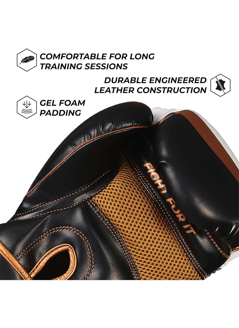 Sanabul  - Essential Gel Boxing Gloves for Men & Women – Pro-Tested Kickboxing, MMA, Muay Thai & Heavy Bag Training Gloves – Shock-Absorbing Gel Padding – Black/Copper - Image 1