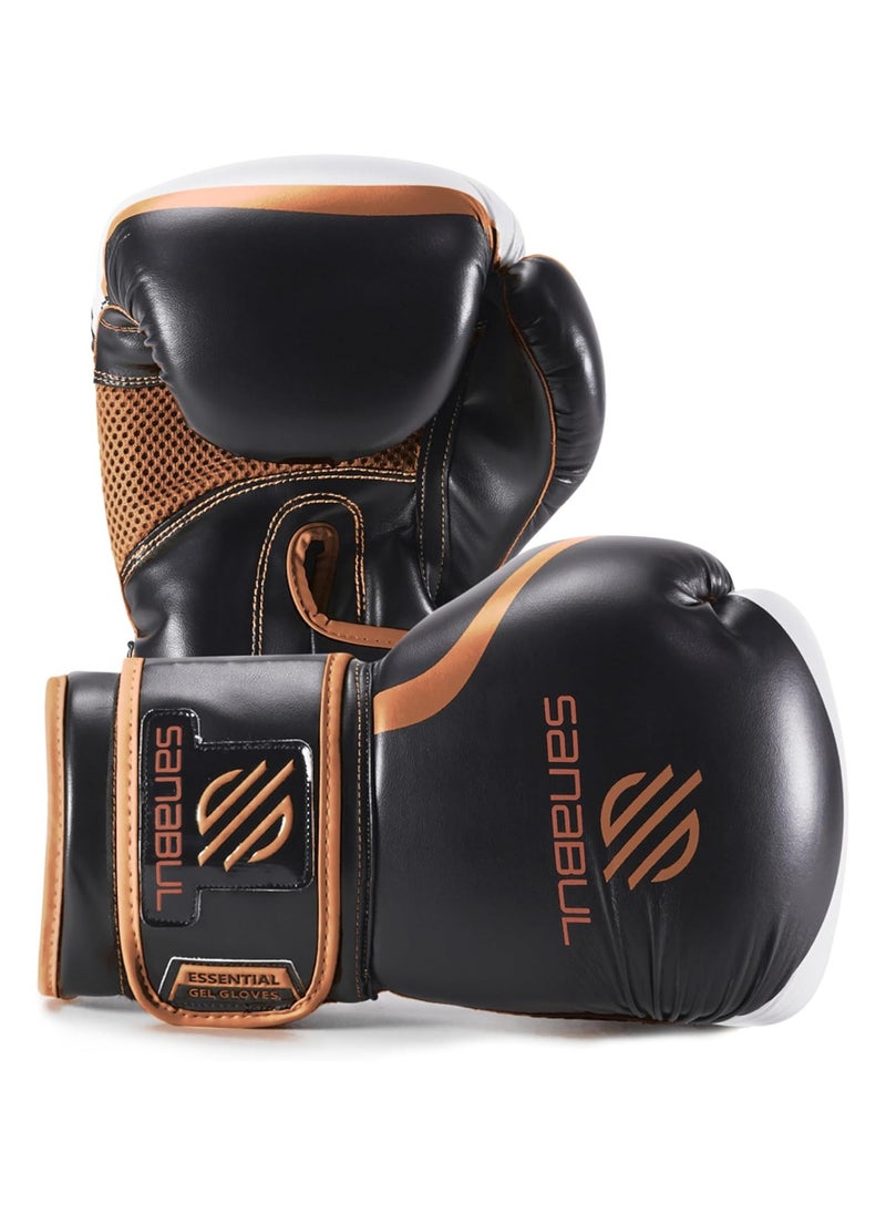 Sanabul  - Essential Gel Boxing Gloves for Men & Women – Pro-Tested Kickboxing, MMA, Muay Thai & Heavy Bag Training Gloves – Shock-Absorbing Gel Padding – Black/Copper - Image 1