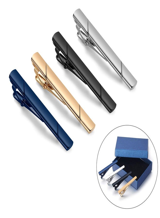 SEVENSTONE SEVENSTONE 4 Pcs Tie Clips for Men Tie Pin Set Ties Necktie Wedding Business Bar Clips - Image 2