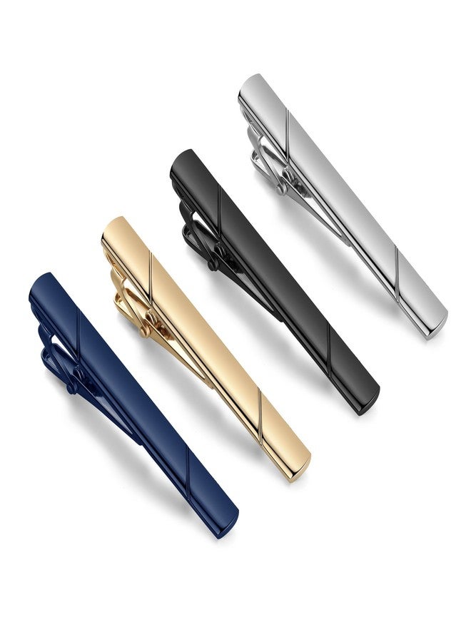 SEVENSTONE SEVENSTONE 4 Pcs Tie Clips for Men Tie Pin Set Ties Necktie Wedding Business Bar Clips - Image 1