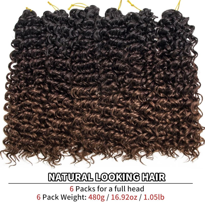 QRHSUKA شعر محبوك بنمط GoGo Curl للنساء السود، بتموجات مائية وشعر بشري مموج، إضافات شعر صناعية (طول 18 بوصة، عبوة تحتوي على 6 قطعات)، الألوان T1B/4/30 - Image 3