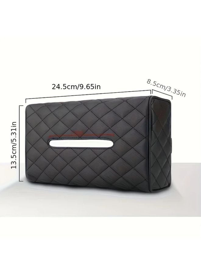 2Pcs Extra Large Black Foldable Car Tissue Box Holder Universal Auto Parts - Image 4