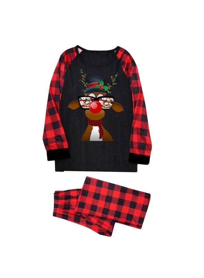 Women's Spring And Autum Long-sleeved Two-piece Outerwear Cartoon Outerwear Top + Plaid Pants Home Wear Two Pieces