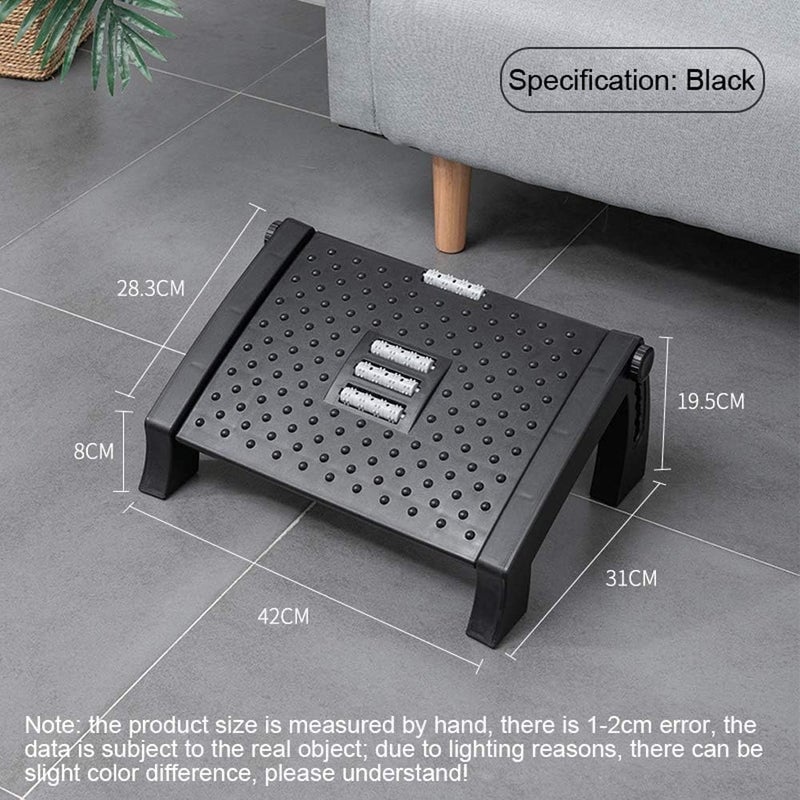 Sisliya Sisliya Footrest 6 Heights Adjustable NonSlip Footrest with Massage Rollers for OfficeHome Footrest Desk  - Image 2
