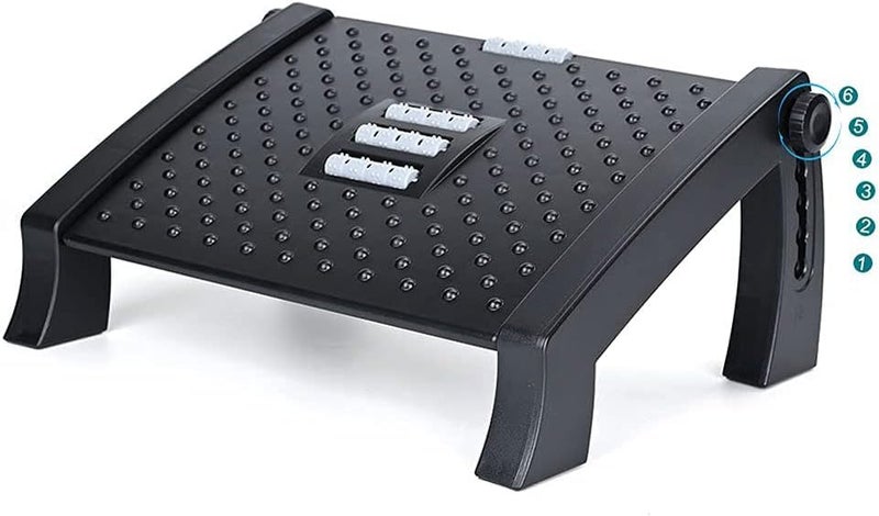 Sisliya Sisliya Footrest 6 Heights Adjustable NonSlip Footrest with Massage Rollers for OfficeHome Footrest Desk  - Image 5