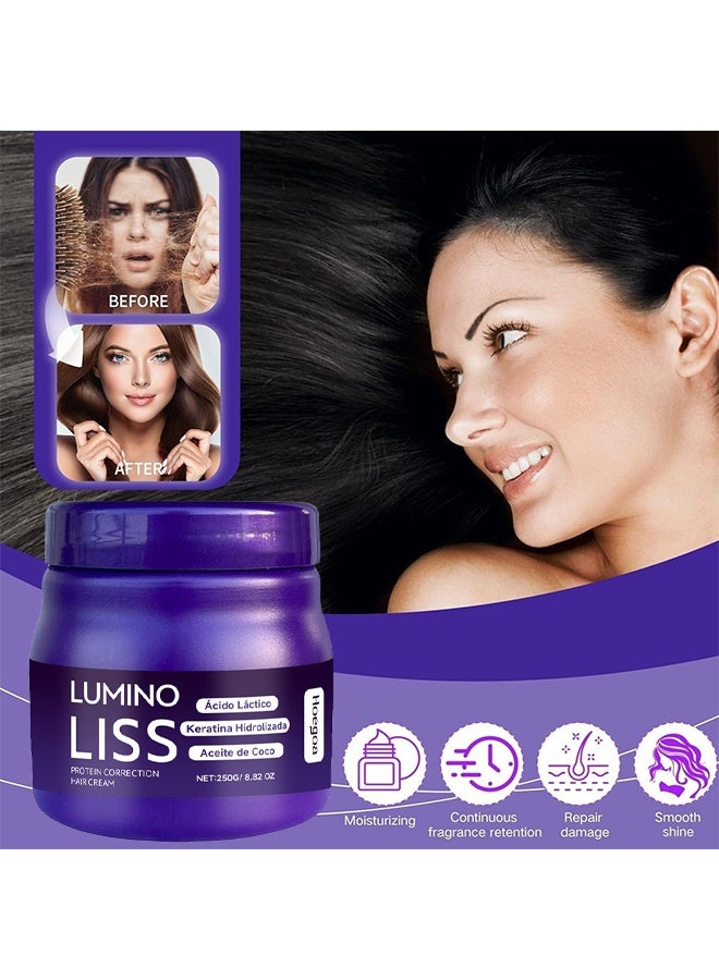 HOEGOA Lumino Liss Protein Correction Hair Cream,Keratin Sin Formol Para Alisar El Pelo, Hair Straightening Cream, Restores Hair Natural Silkiness, Frizz-Free for All Hair Types,250g - Image 2