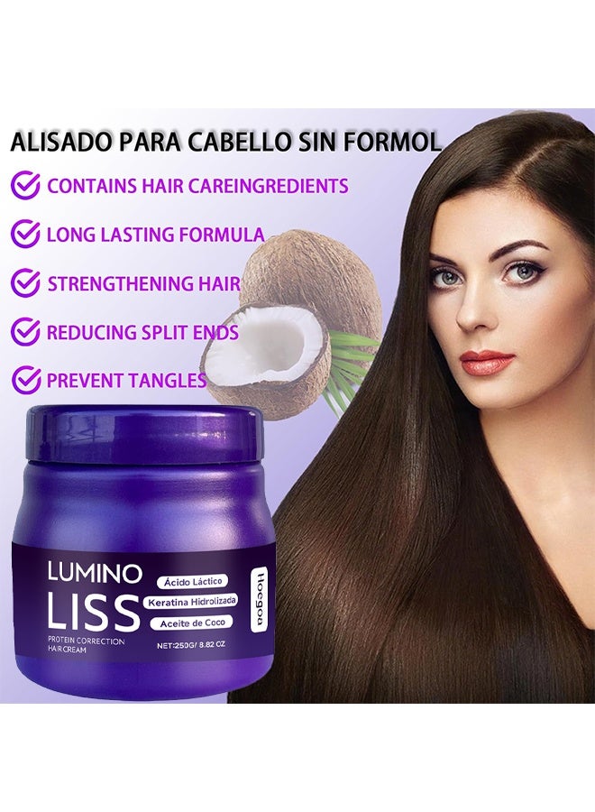 HOEGOA Lumino Liss Protein Correction Hair Cream,Keratin Sin Formol Para Alisar El Pelo, Hair Straightening Cream, Restores Hair Natural Silkiness, Frizz-Free for All Hair Types,250g - Image 5