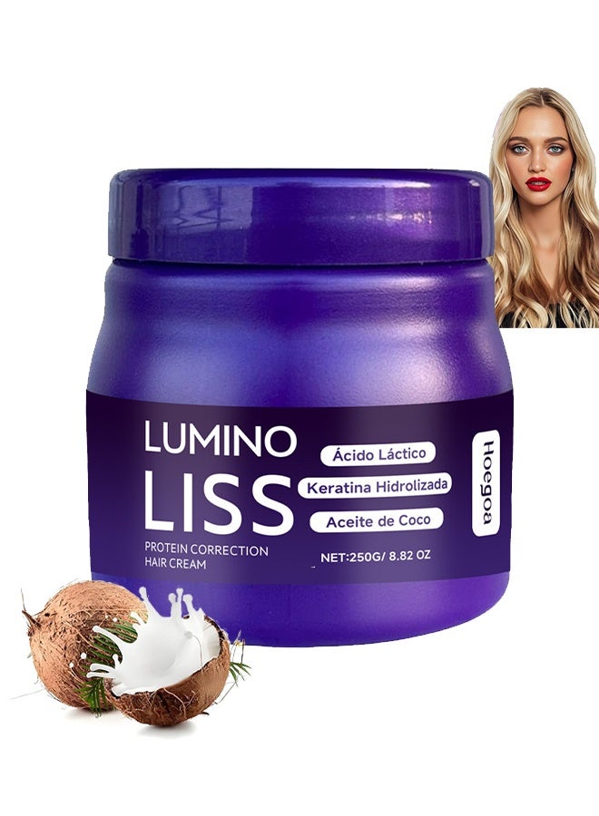 HOEGOA Lumino Liss Protein Correction Hair Cream,Keratin Sin Formol Para Alisar El Pelo, Hair Straightening Cream, Restores Hair Natural Silkiness, Frizz-Free for All Hair Types,250g - Image 1