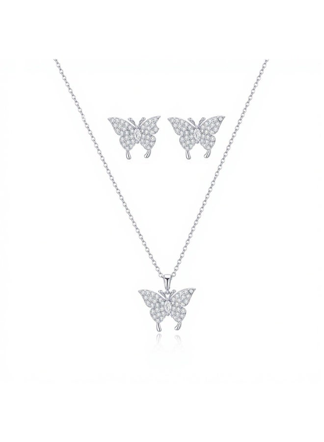 MTZ Women Jewellery Set, 14K Gold Plated Dainty Pendant Necklace & Stud Earrings Set for Wedding Party Daily Wear - Image 1