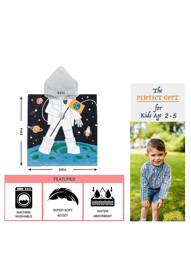 Kids Hooded Beach Towels 48 x 24inch, Super Absorbent Bath Towel Pool Towel for Boys and Girls 2-5 Years,Perfect for Bath, Pool, Beach, Astronaut Theme - Image 3