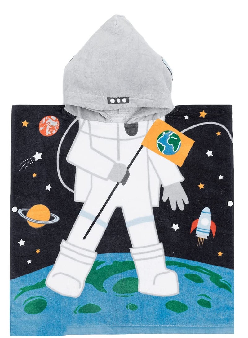 Kids Hooded Beach Towels 48 x 24inch, Super Absorbent Bath Towel Pool Towel for Boys and Girls 2-5 Years,Perfect for Bath, Pool, Beach, Astronaut Theme - Image 1