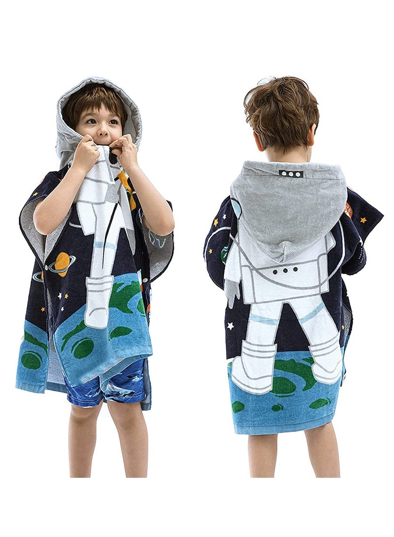 Kids Hooded Beach Towels 48 x 24inch, Super Absorbent Bath Towel Pool Towel for Boys and Girls 2-5 Years,Perfect for Bath, Pool, Beach, Astronaut Theme - Image 2