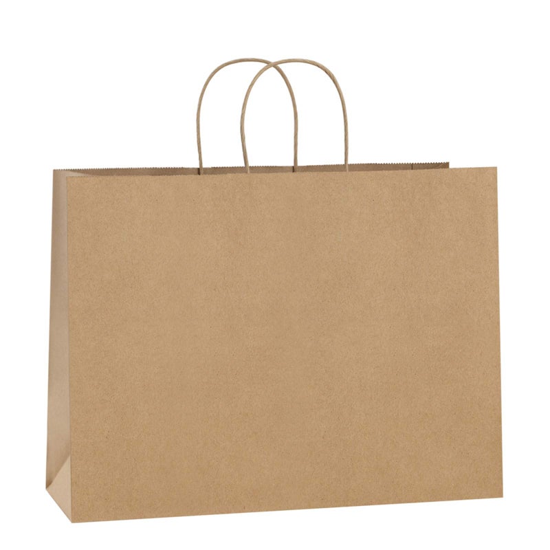 BagDream 100Pcs 16x6x12 Inches Kraft Paper Bags with Handles Bulk Shopping Bags for Gifts Grocery Merchandise Recycled Large Brown Paper Sacks